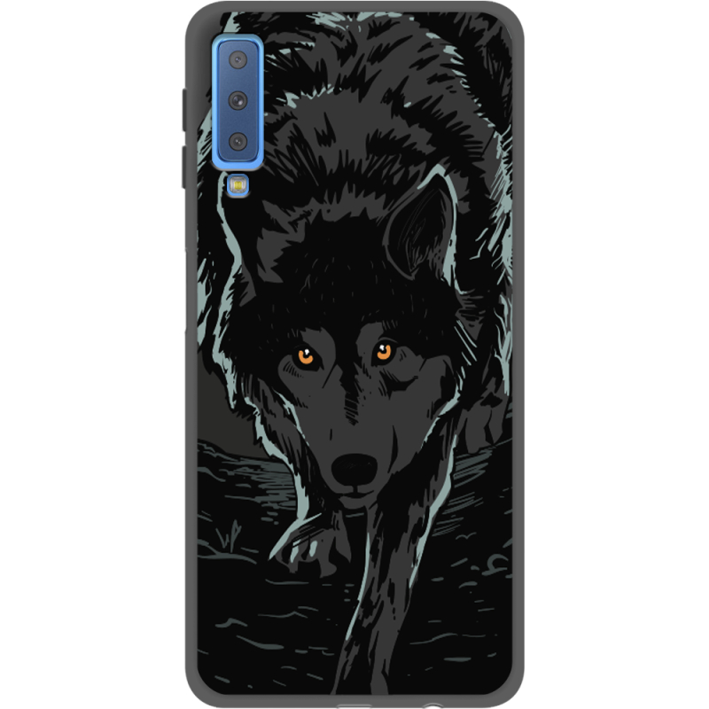 Черный чехол Uprint Samsung A750 Galaxy A7 2018 Wolf