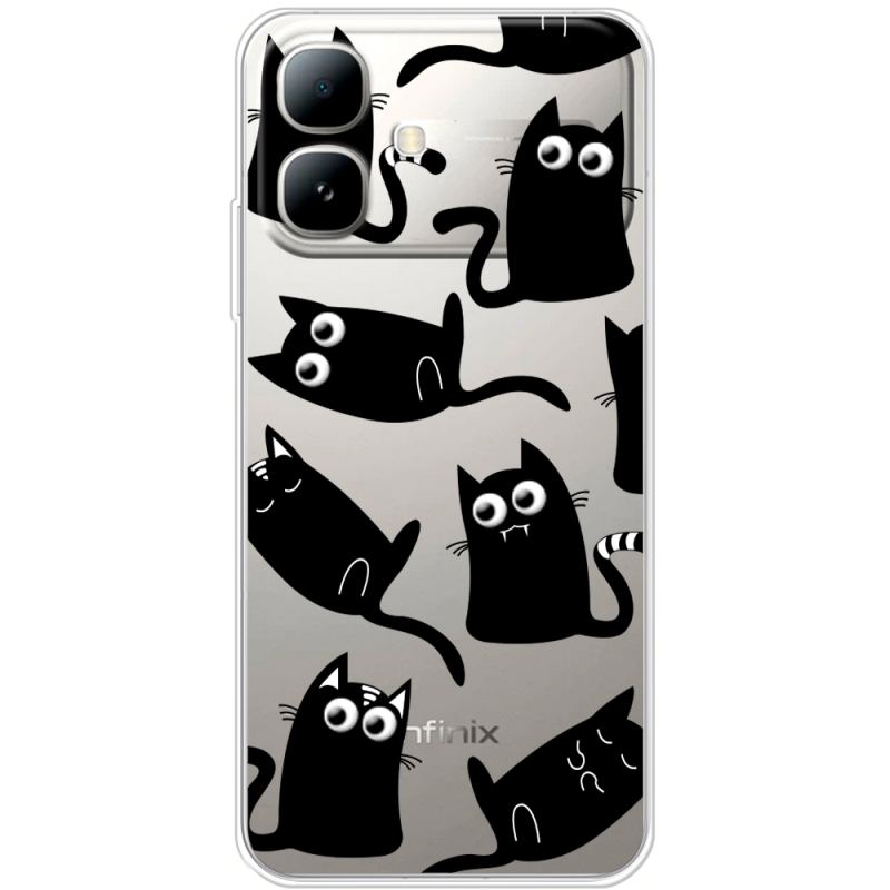 Прозорий чохол BoxFace Infinix Smart 20 с 3D-глазками Black Kitty