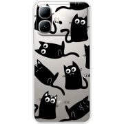 Прозорий чохол BoxFace Infinix Smart 20 с 3D-глазками Black Kitty