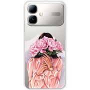 Прозорий чохол BoxFace Infinix Smart 20 Девушка с Пионами