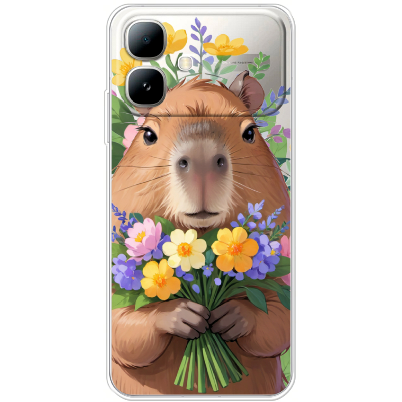 Прозорий чохол BoxFace Infinix Smart 20 Капибара з квітами