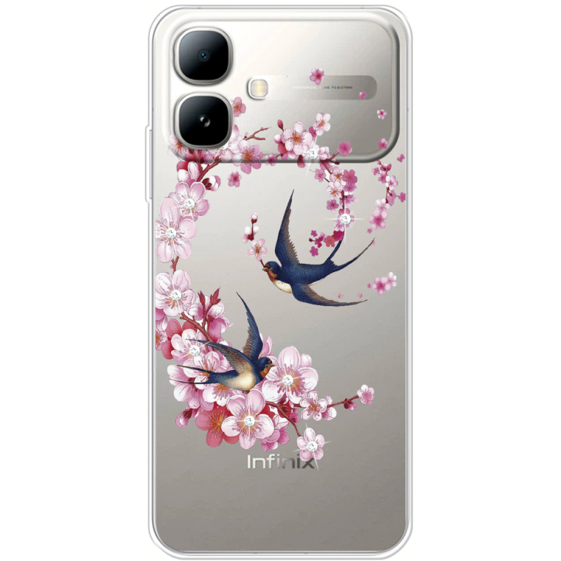 Чохол зі стразами Infinix Smart 20 Swallows and Bloom