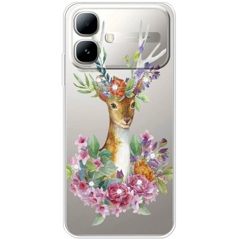 Чохол зі стразами Infinix Smart 20 Deer with flowers