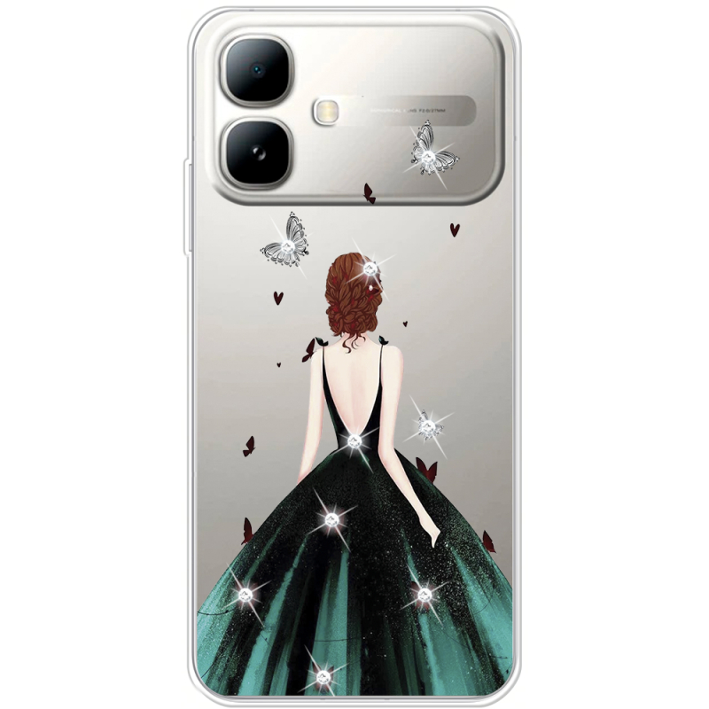 Чохол зі стразами Infinix Smart 20 Girl in the green dress