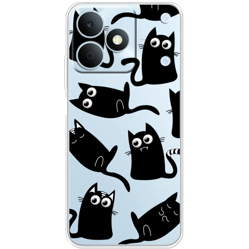 Прозорий чохол BoxFace Realme Note 80 с 3D-глазками Black Kitty