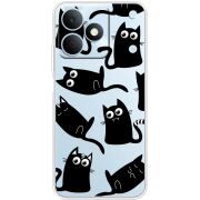 Прозорий чохол BoxFace Realme Note 80 с 3D-глазками Black Kitty
