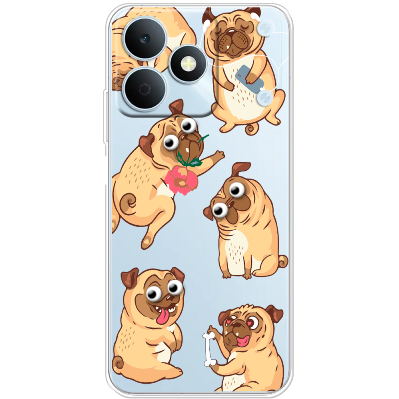 Прозорий чохол BoxFace Realme Note 80 с 3D-глазками Pug