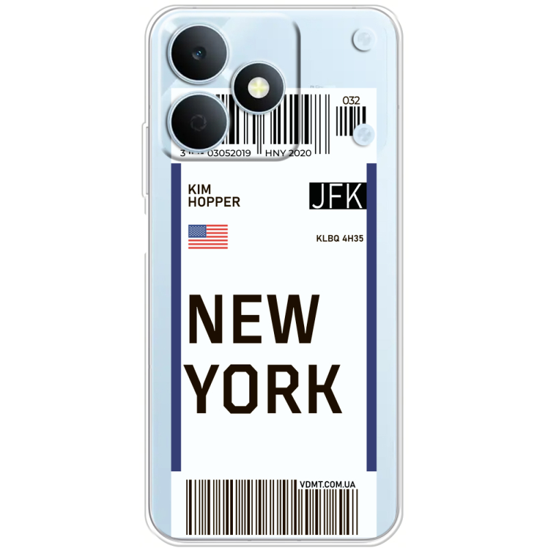 Прозорий чохол BoxFace Realme Note 80 Ticket New York