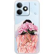 Прозорий чохол BoxFace Realme Note 80 Девушка с Пионами