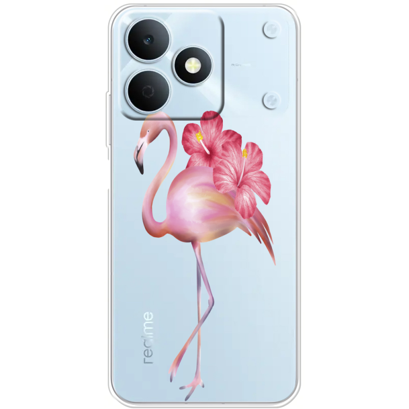 Прозорий чохол BoxFace Realme Note 80 Floral Flamingo