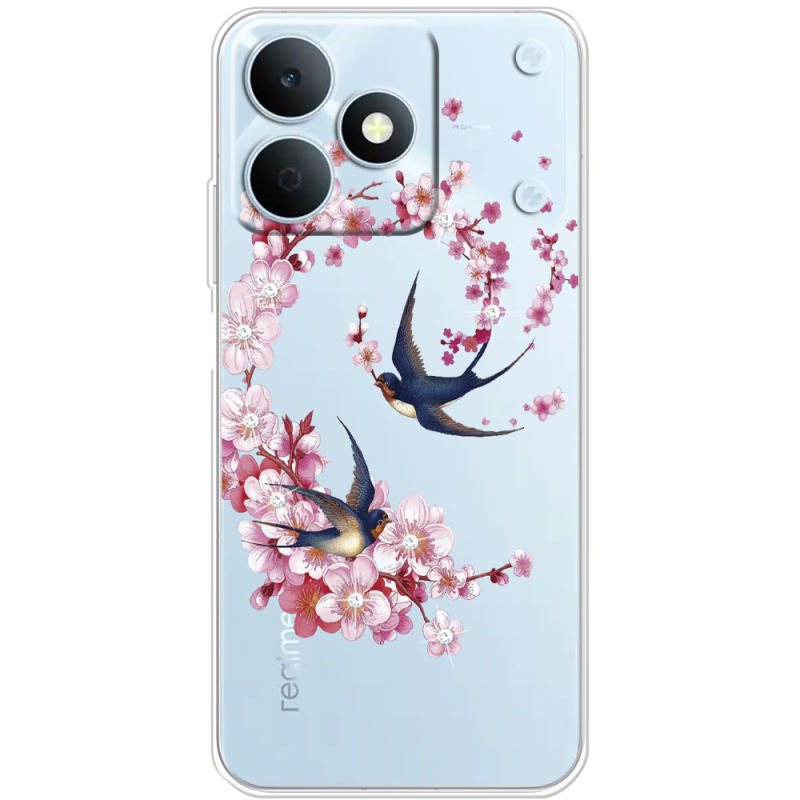 Чохол зі стразами Realme Note 80 Swallows and Bloom