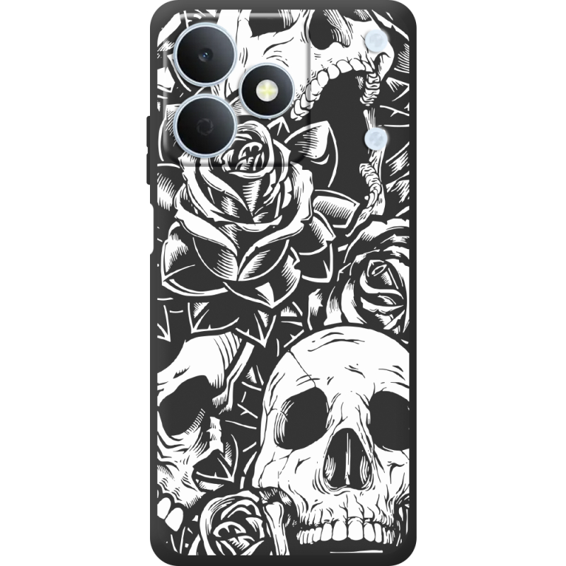 Чорний чохол BoxFace Realme Note 80 Skull and Roses