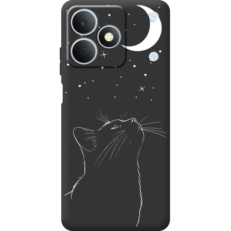 Чорний чохол BoxFace Realme Note 80 Місячний кіт