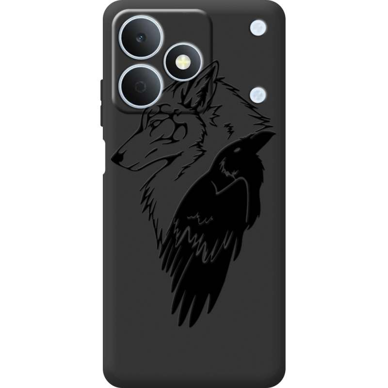 Чорний чохол BoxFace Realme Note 80 Wolf and Raven