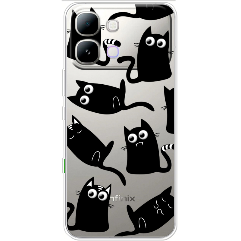 Прозорий чохол BoxFace Note Edge с 3D-глазками Black Kitty