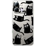 Прозорий чохол BoxFace Note Edge с 3D-глазками Black Kitty