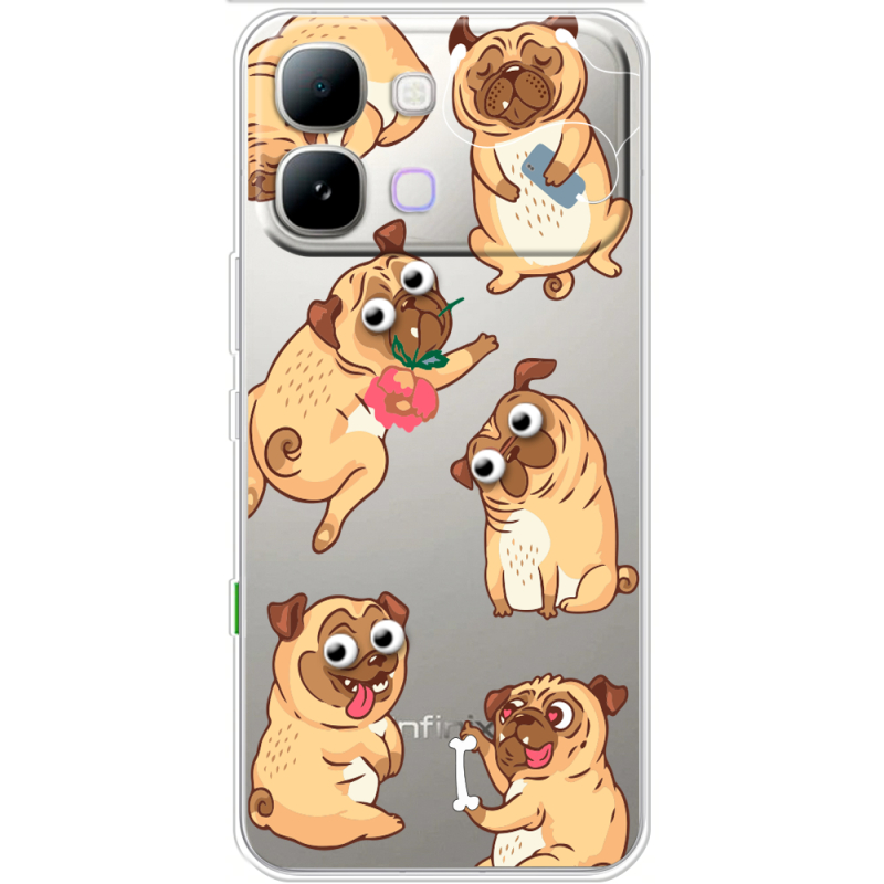 Прозорий чохол BoxFace Note Edge с 3D-глазками Pug