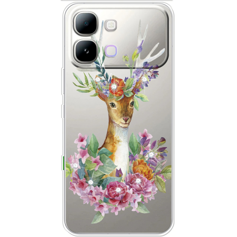 Чохол зі стразами Infinix Note Edge Deer with flowers