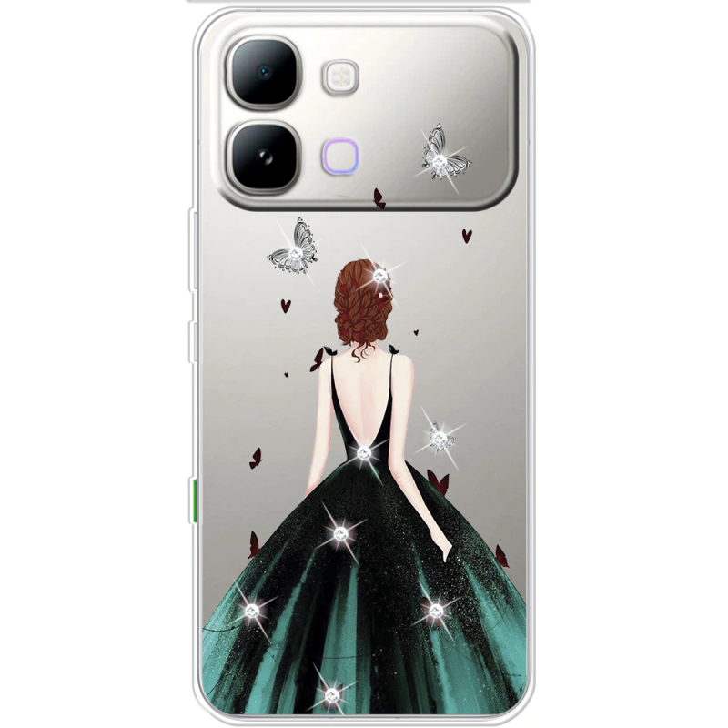 Чохол зі стразами Infinix Note Edge Girl in the green dress