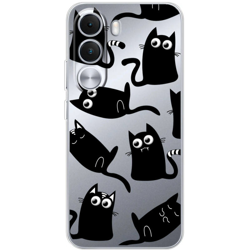 Прозорий чохол BoxFace Realme C100i с 3D-глазками Black Kitty