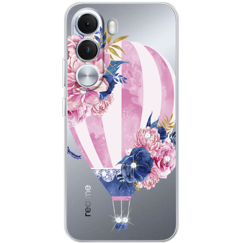 Чохол зі стразами Realme C100i Pink Air Baloon