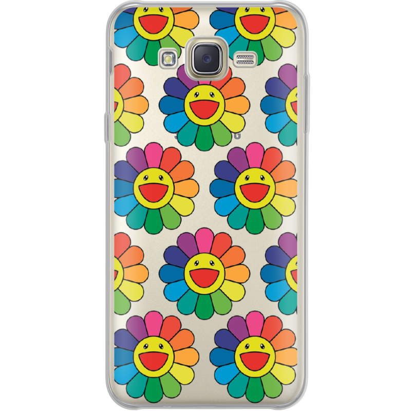 Прозрачный чехол Uprint Samsung J701 Galaxy J7 Neo Duos Hippie Flowers