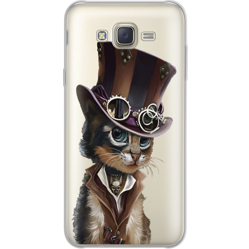 Прозрачный чехол Uprint Samsung J701 Galaxy J7 Neo Duos Steampunk Cat