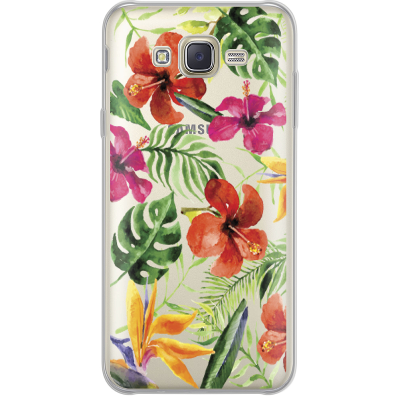 Прозрачный чехол Uprint Samsung J701 Galaxy J7 Neo Duos Tropical Flowers