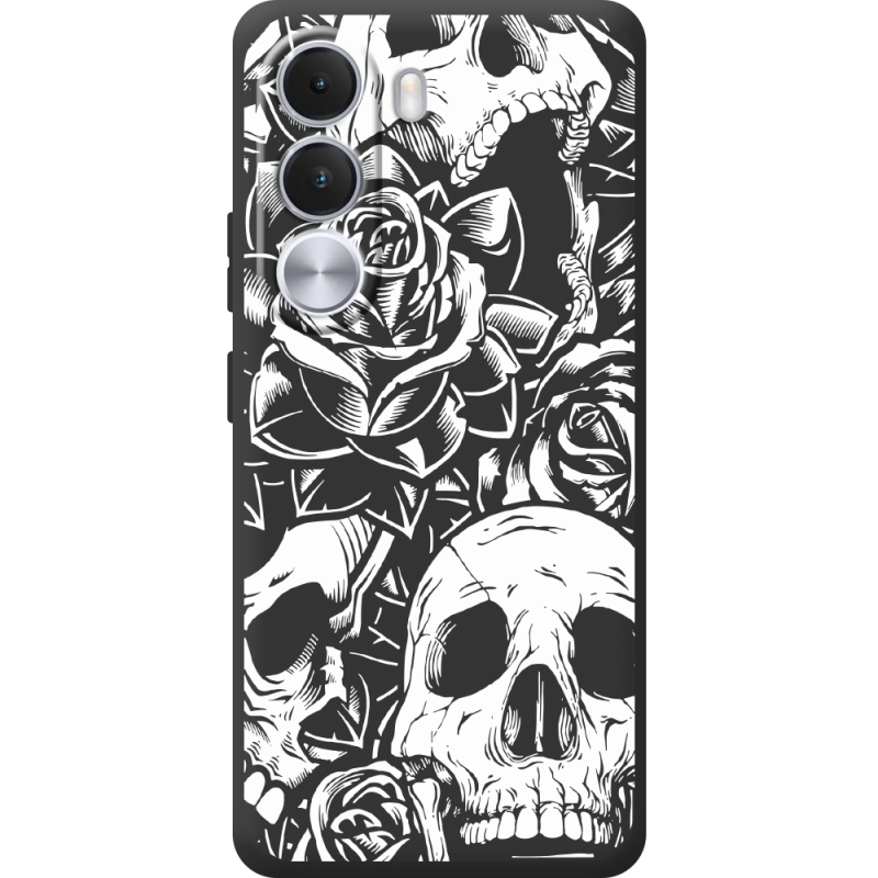 Чорний чохол BoxFace Realme C100i Skull and Roses