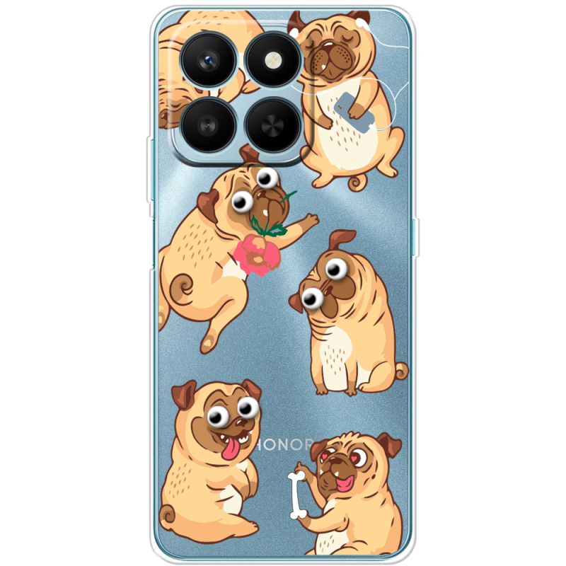 Прозорий чохол BoxFace Honor 400 Smart с 3D-глазками Pug