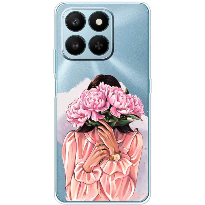 Прозорий чохол BoxFace Honor 400 Smart Девушка с Пионами