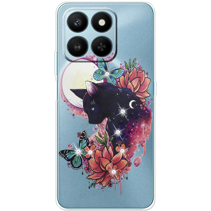Чохол зі стразами Honor 400 Smart Cat in Flowers