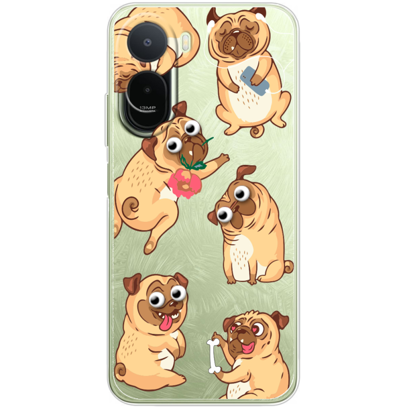 Прозорий чохол BoxFace Poco C81 Pro с 3D-глазками Pug