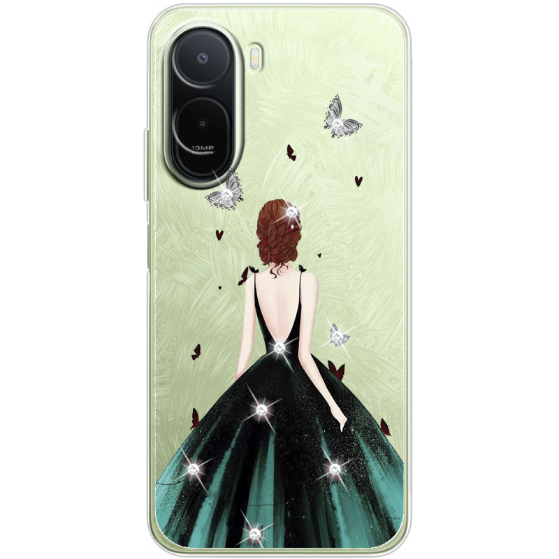 Чохол зі стразами Poco C81 Pro Girl in the green dress