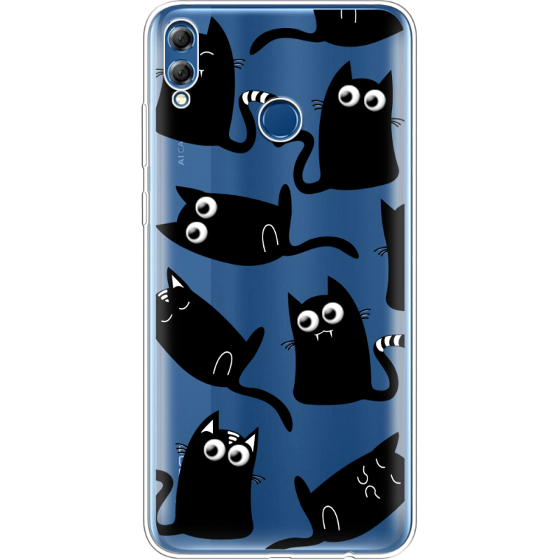 Прозрачный чехол Uprint Honor 8x Max с 3D-глазками Black Kitty