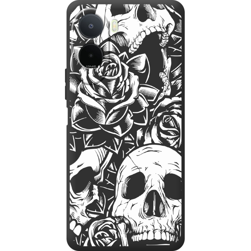 Чорний чохол BoxFace Poco C81 Pro Skull and Roses