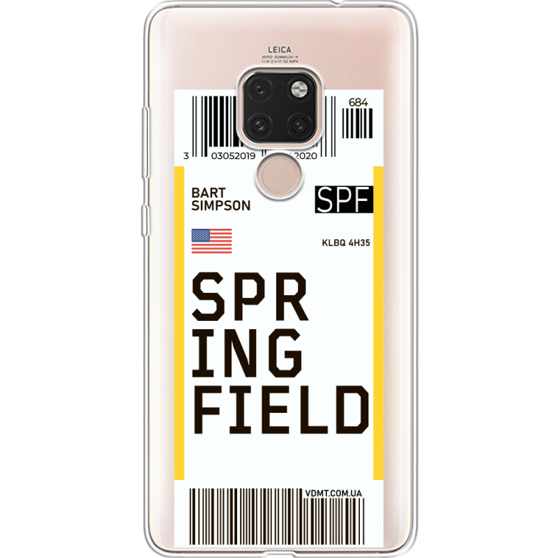 Прозрачный чехол Uprint Huawei Mate 20 Ticket Springfield