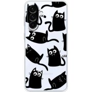 Прозорий чохол BoxFace Samsung Galaxy A27 5G (A276) с 3D-глазками Black Kitty