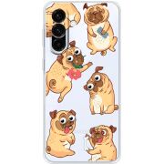 Прозорий чохол BoxFace Samsung Galaxy A27 5G (A276) с 3D-глазками Pug
