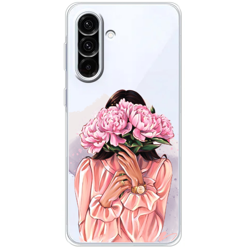 Прозорий чохол BoxFace Samsung Galaxy A27 5G (A276) Девушка с Пионами