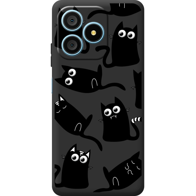 Прозорий чохол BoxFace Blackview Wave 9C с 3D-глазками Black Kitty