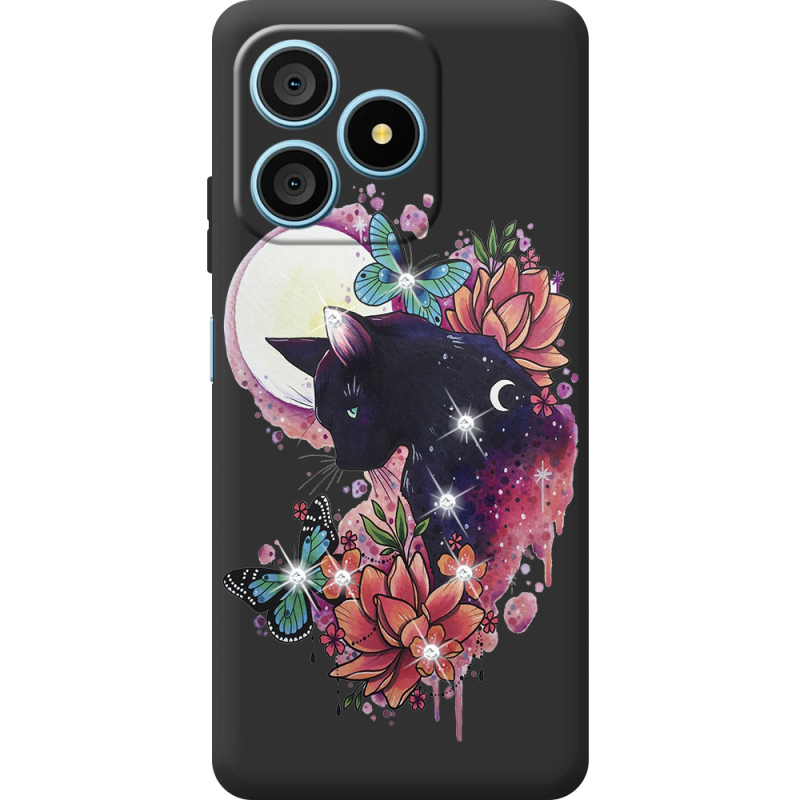 Чохол зі стразами Blackview Wave 9C Cat in Flowers