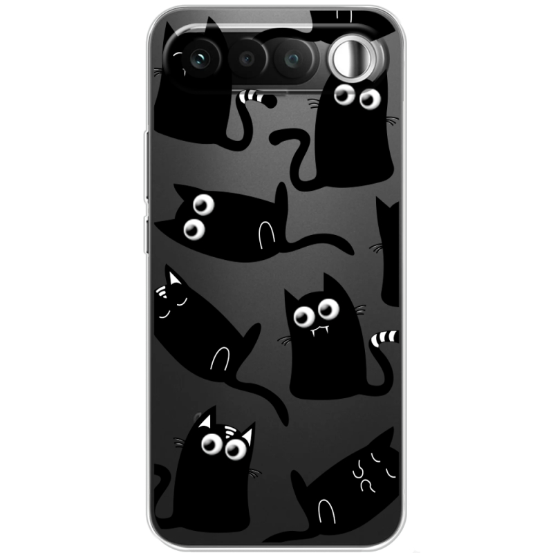 Прозорий чохол BoxFace Realme 16 5G с 3D-глазками Black Kitty
