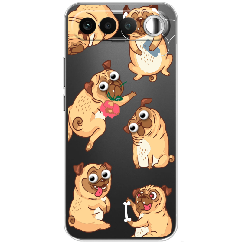 Прозорий чохол BoxFace Realme 16 5G с 3D-глазками Pug