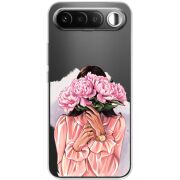 Прозорий чохол BoxFace Realme 16 5G Девушка с Пионами