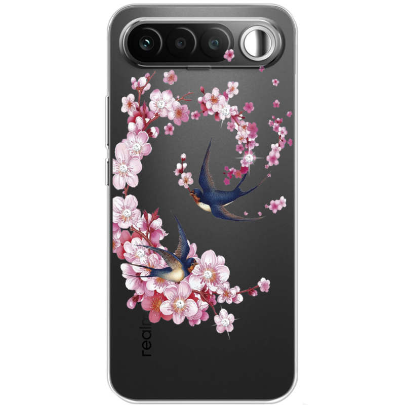 Чохол зі стразами Realme 16 5G Swallows and Bloom