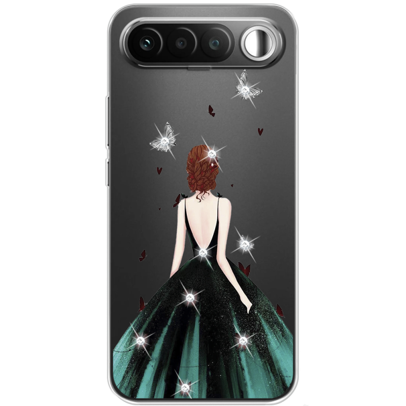 Чохол зі стразами Realme 16 5G Girl in the green dress