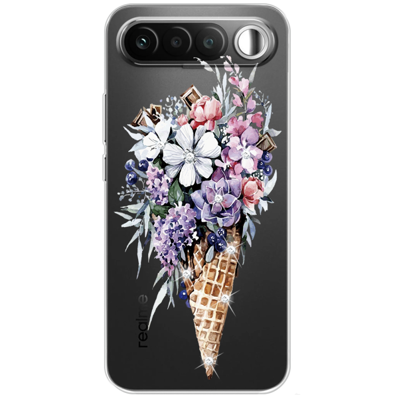 Чохол зі стразами Realme 16 5G Ice Cream Flowers