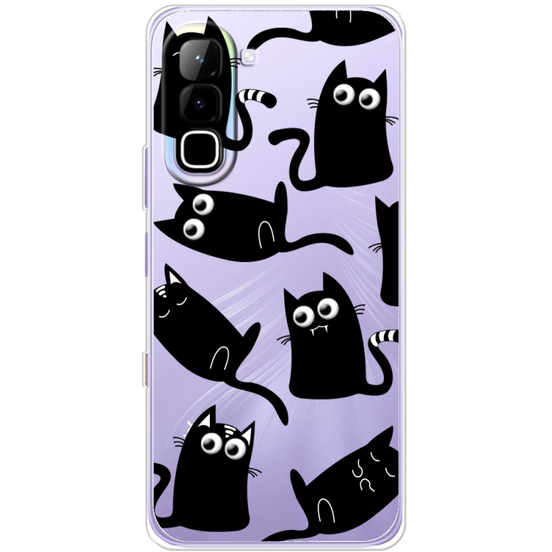 Прозорий чохол BoxFace Infinix Hot 70 с 3D-глазками Black Kitty