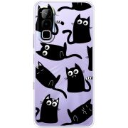 Прозорий чохол BoxFace Infinix Hot 70 с 3D-глазками Black Kitty